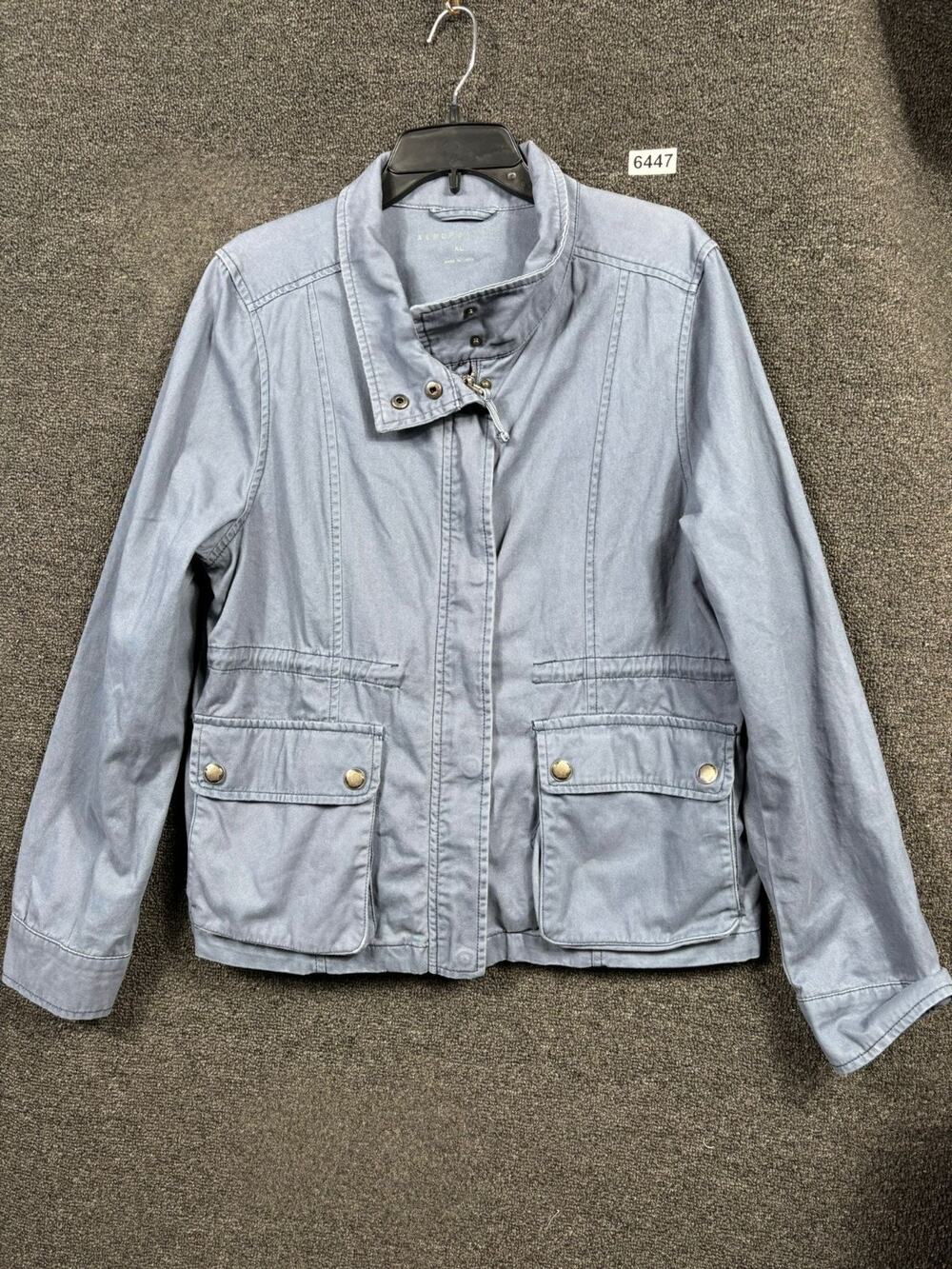 Aeropostale Parka Utility Military Jacket Womens Size XL Dusty Blue Lightweight